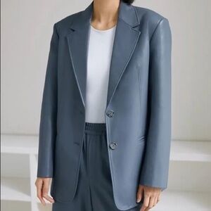Aritzia Babaton Smith Blazer Size Large Granite Blue Colour Single Breast Casual